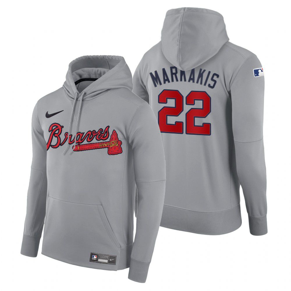 Men Atlanta Braves #22 Markakis gray road hoodie 2021 MLB Nike Jerseys